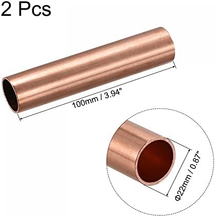 Uxcell Copper okrugla cijev 22mm od 1,5 mm debljina zida 100 mm Dužina cijevi cijevi 2 kom