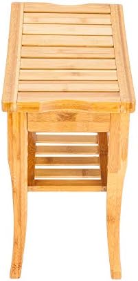 Fauuche JF-Xuan Seat Stool 47.5x26x44.5cm Bambuo kupatilo stolica Sandal Wood Color Home Bambus Stolica za skladištenje
