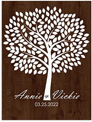 RainSunshine personalizirani drveni znak dobrodošlice vjenčano Drvo Knjiga gostiju vjenčani alternativni