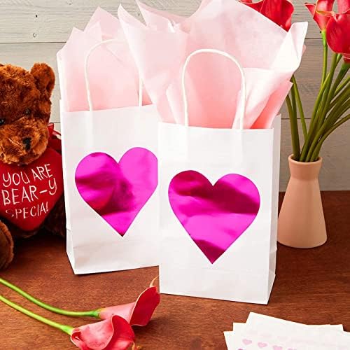 Plava PANDA bijele poklon torbe sa ručkama za Valentine, vruće ružičasto srce
