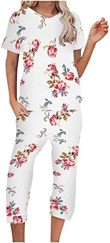 Gaće čipke za teen djevojku Jesen Ljeto Print Capri ravne noge lažne dvije obične hlače setovi ženske