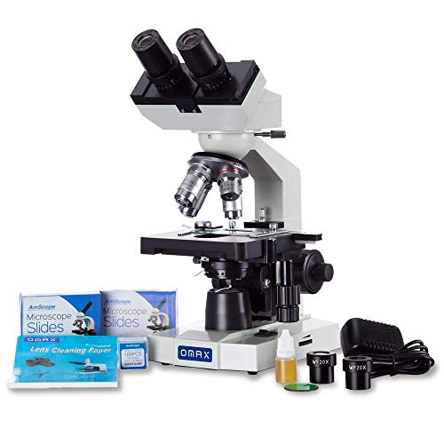 OMAX 40X-2000X LED dvolični dvogled mikroskop sa dvostrukim slojem Mehanički faza + prazni slajdovi