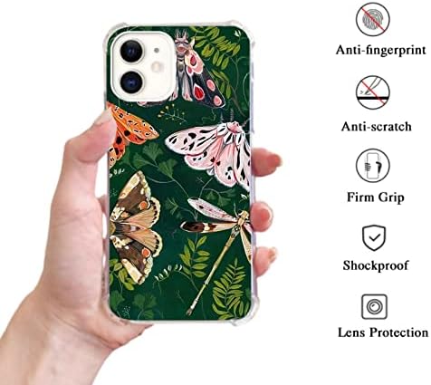 Oubliert Slatka moljac Dragonfly i Green Listovi Kompatibilan je s iPhone 11, Moth Green Fern Forn za iPhone 11,