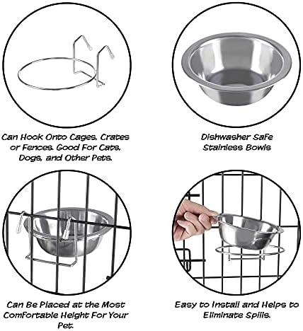 Set od 2 posude za pse od nerđajućeg čelika-kavez, odgajivačnica i sanduk za pse koje vise za hranu i vodu -
