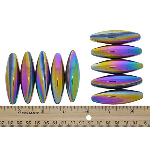 Hipnotički dragulji: 50 kom duginih magnetnih Hematitnih ovala - 2,4 inča x 0,67 inča - rasuti